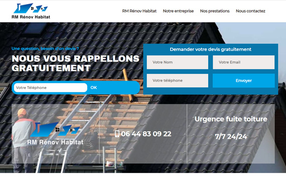 Réalisation du site internet responsive pour RM Rénov Habitat - rénovation de toiture Lorris 45