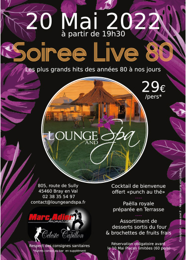 Mise en page d'affiche pour un concert Live pour le Lounge and Spa de Bray en Val 45 Loiret