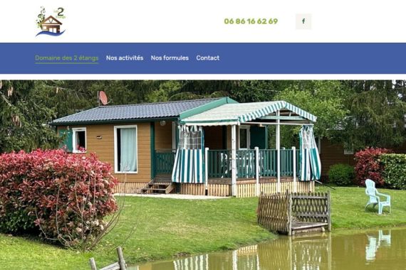 Réalisation d'un site internet pour le domaine des 2 étangs à Lion-en-Sullias 45 Loiret Emplacement de Camping car et location de chalet