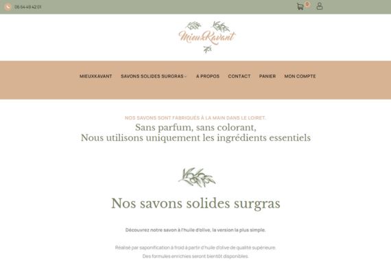 création du site internet responsive pour la vente en ligne de savon MieuxKavant LOIRET 45 Ouzouer sur loire